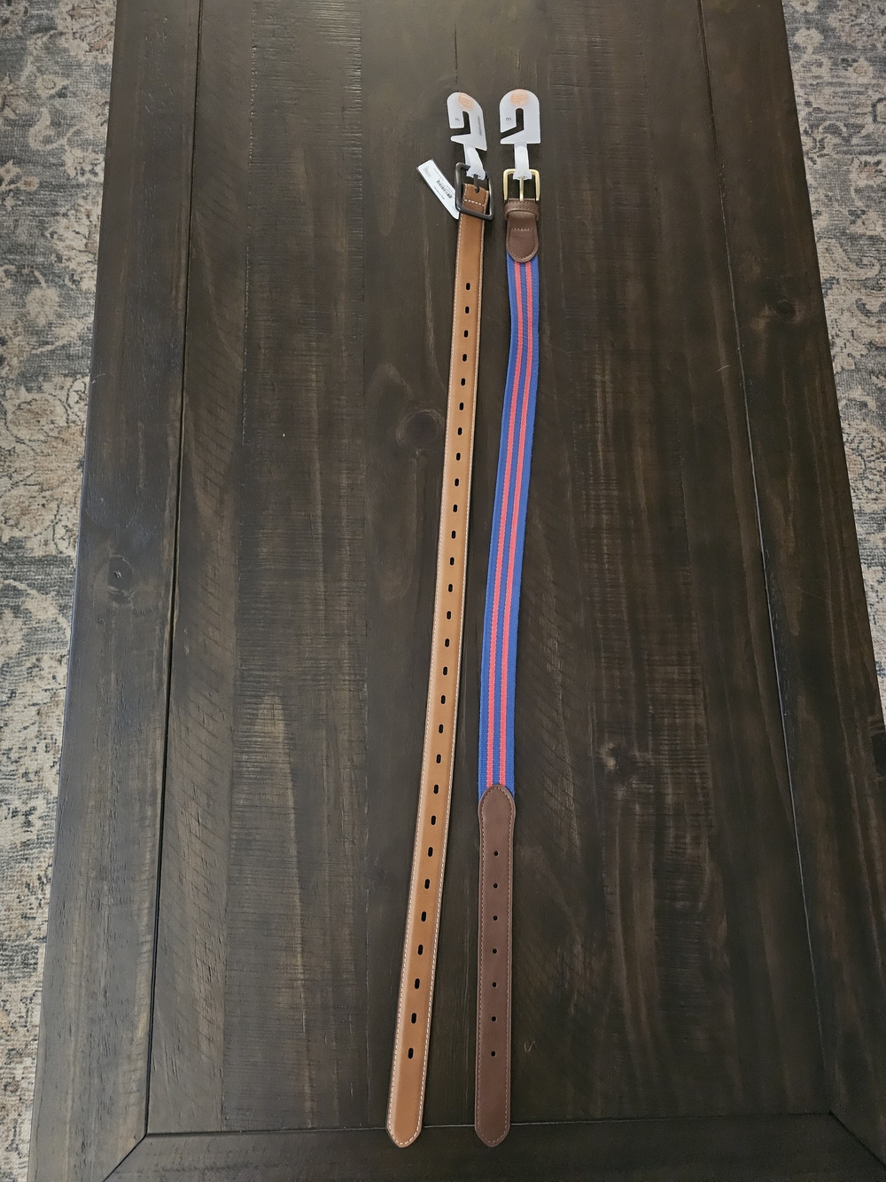 wonder nation Brown/Black & Blue/Red Striped Kids Belt Set